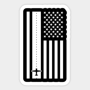 Airplane Pilot & American Flag - Airport Runway Sticker